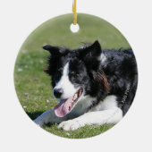 De Collie van de grens neer het Lagen Keramisch Ornament (Achterkant)