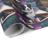 De Collie van de grens op een Paddle: Een Schilder Cadeaupapier (Rol Hoek)