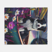 De Collie van de grens op een Paddle: Een Schilder Fleece Deken (Voorkant (Horizontaal))