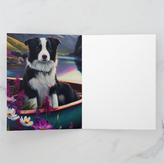De Collie van de grens op een Paddle: Een Schilder Kaart (Binnen)