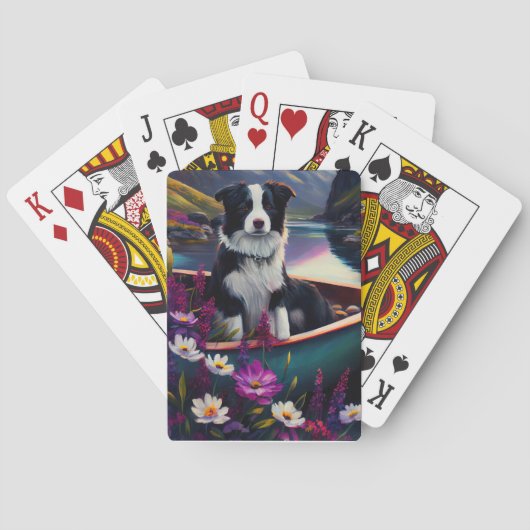 De Collie van de grens op een Paddle: Een Schilder Pokerkaarten (Achterkant)