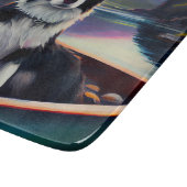 De Collie van de grens op een Paddle: Een Schilder Snijplank (Hoek)