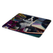 De Collie van de grens op een Paddle: Een Schilder Snijplank (Hoek)