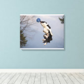 De Collie van de grens vlak voor het vangen van de Canvas Afdruk (Insitu (Houten vloer))