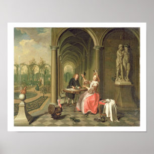 De Colonnade van een Landhuis met een Lady Seate Poster