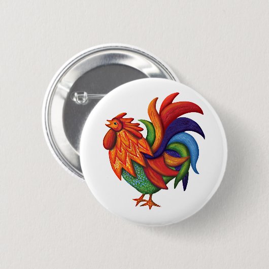 De Colores Rooster Gallo Button (Voorkant /achterkant)