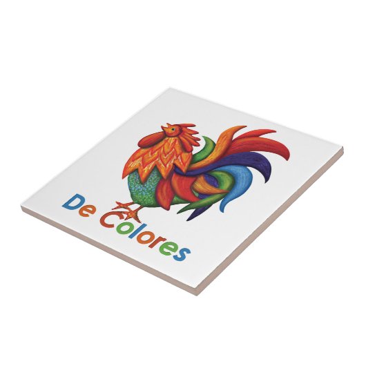 De Colores Rooster Gallo Ceramic Photo Tile Tegeltje (Zijkant)