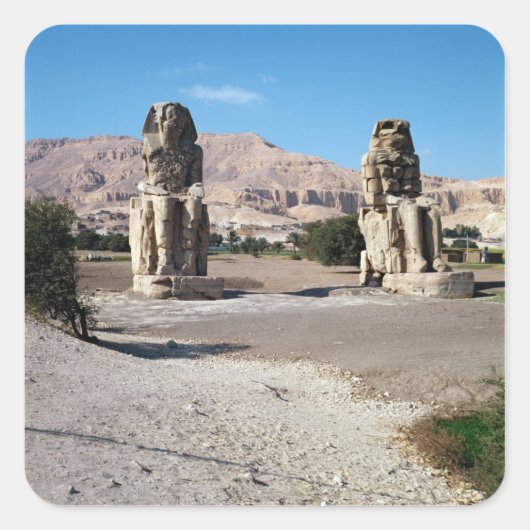 De Colossi van Memnon, beelden van Amenhotep Vierkante Sticker (Voorkant)