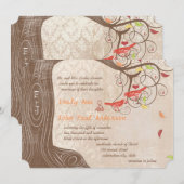 De Colour Boom van de val op de  Damask bruiloft n Kaart (Voorkant / Achterkant)