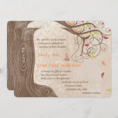 De Colour Boom van de val op de  Damask bruiloft n Kaart (Voorkant / Achterkant)