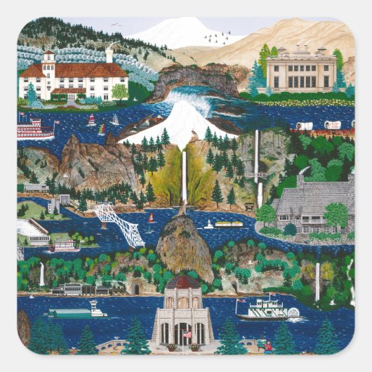 De Columbia River Gorge vieren Vierkante Sticker (Voorkant)