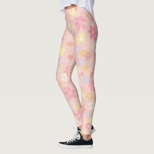 De combinatie van roze en bloemen is prachtig. leggings (Links)