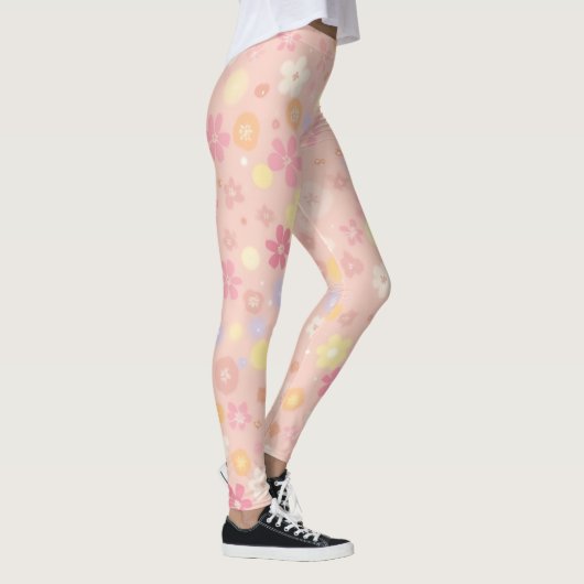 De combinatie van roze en bloemen is prachtig. leggings (Rechts)