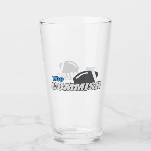 De Commish 16 oz Pint Bierglas Glas (Achterkant)