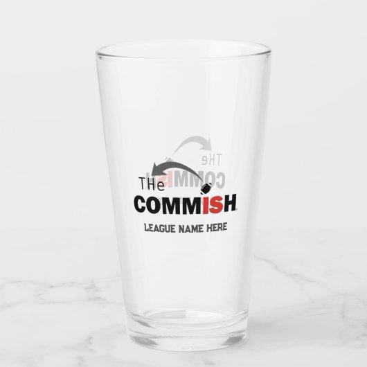 De Commish Custom 16 oz Pint Bierglas Glas (Achterkant)