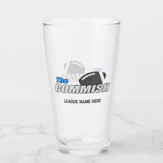 De Commish Custom 16 oz Pint Bierglas Glas (Achterkant)