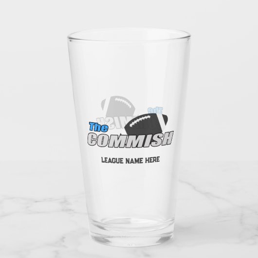 De Commish Custom 16 oz Pint Bierglas Glas (Voorkant)