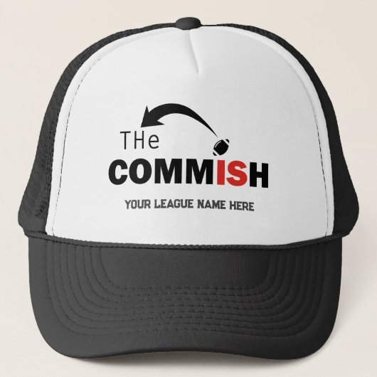 De Commish Trucker Hoed Custom Voeg League Naam Pet (Voorkant)