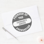 De communautaire dienst begint met mij als stichti ronde sticker (Envelop)