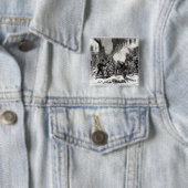 De Commune van Parijs: Een Barricade bij Issy Vierkante Button 5,1 Cm (In situ)