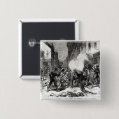 De Commune van Parijs: Een Barricade bij Issy Vierkante Button 5,1 Cm (Voorkant /achterkant)
