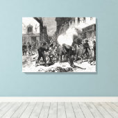 De Commune van Parijs: Een Barricade in Issy Canvas Afdruk (Insitu (Houten vloer))