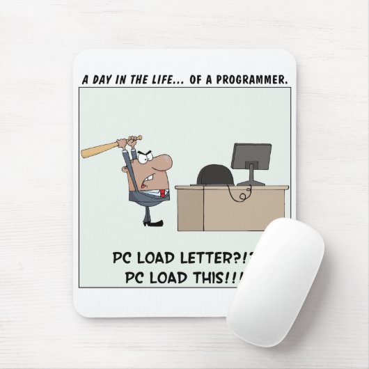 De computer van Angry Programmer Muismat (Met muis)