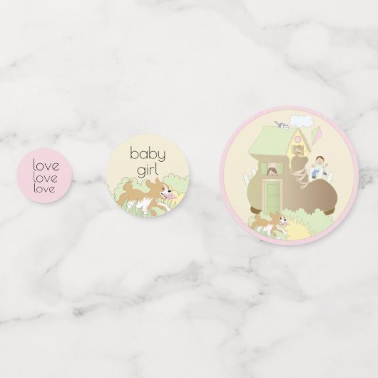 De Confetti van het baby shower bouwt een Biblioth (Achterkanten)