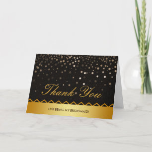 De Confettien het Zwarte Goud Bruidsmeisje Bedankkaart