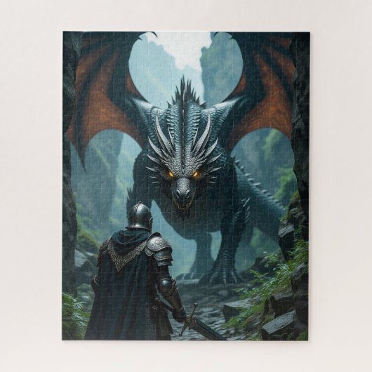 De confrontatie ridder vs draak legpuzzel (Verticaal)
