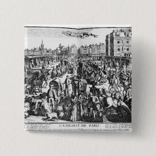 De congestie in Parijs Vierkante Button 5,1 Cm (Voorkant)