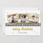 De Controle van buffels en Gouden 3-foto Feestdagenkaart (Voorkant)