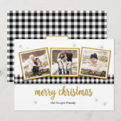 De Controle van buffels en Gouden 3-foto Feestdagenkaart (Voorkant / Achterkant)