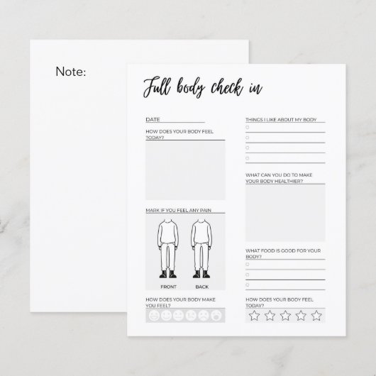 De controle van het lichaam in dagboekpagina (Voorkant / Achterkant)