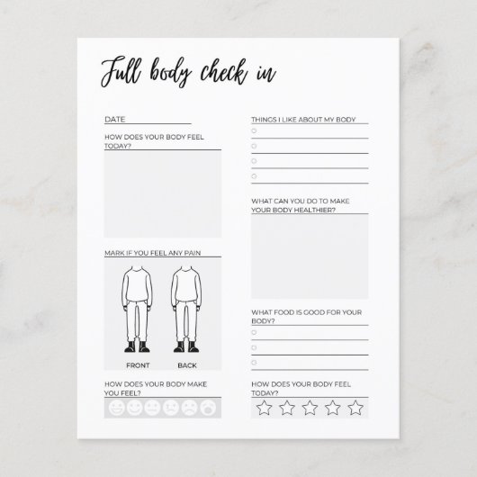 De controle van het lichaam in dagboekpagina (Voorkant)