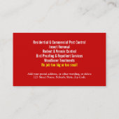 De Controle van het Ongedierte van het ongedierte Visitekaartje (Achterkant)