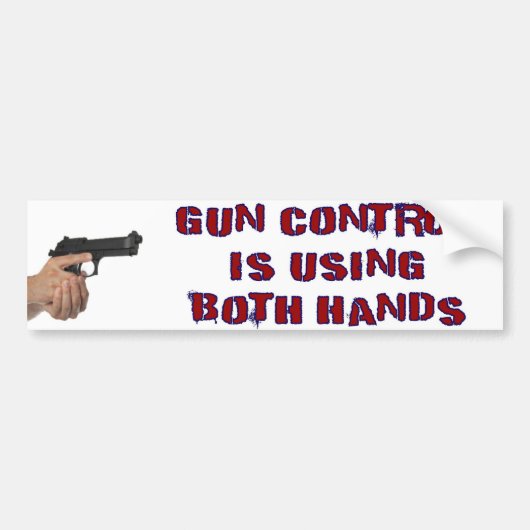 De controle van het pistool gebruikt beide handen bumpersticker (Voorkant)