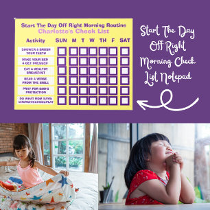 De controlelijst Dag uit Rechts-morgen starten Notitieblok