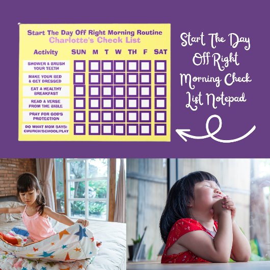 De controlelijst Dag uit Rechts-morgen starten Notitieblok