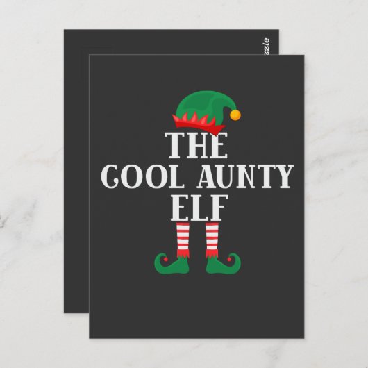 De Cool Aunty Elf Funny Kerstmis Briefkaart (Voorkant / Achterkant)