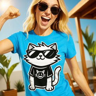 De coolste kat ter wereld met een blauwe zonnebril t-shirt