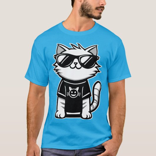 De coolste kat ter wereld met een blauwe zonnebril t-shirt (Voorkant)