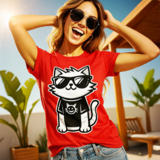 De coolste kat ter wereld met een rode zonnebril t-shirt