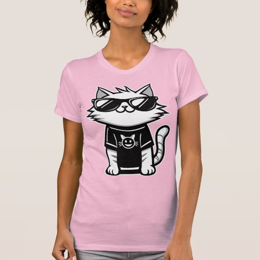 De coolste kat ter wereld met een roze zonnebril t-shirt (Voorkant)