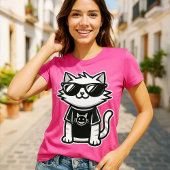 De coolste kat ter wereld met een roze zonnebril t-shirt