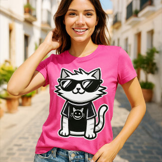 De coolste kat ter wereld met een roze zonnebril t-shirt