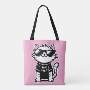 De coolste kat ter wereld met een roze zonnebril tote bag