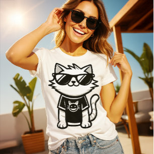 De coolste kat ter wereld met een witte zonnebril t-shirt