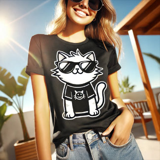 De coolste kat ter wereld met een zwarte zonnebril t-shirt