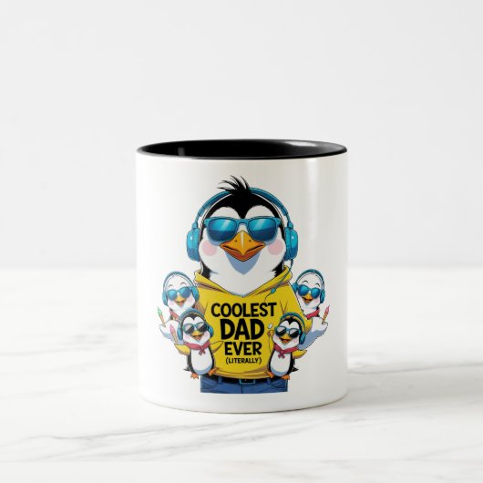 De coolste papa ooit – Penguin Tweekleurige Koffiemok (Center)